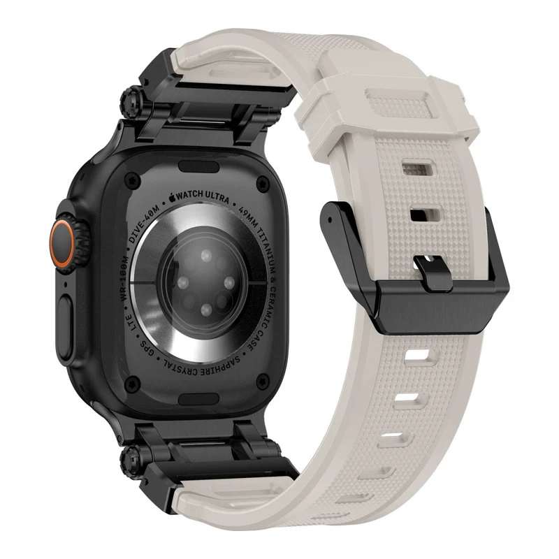 Apple Watch 49mm / 45mm / 44mm / 42mm Silicone Strap - Black+Starlight