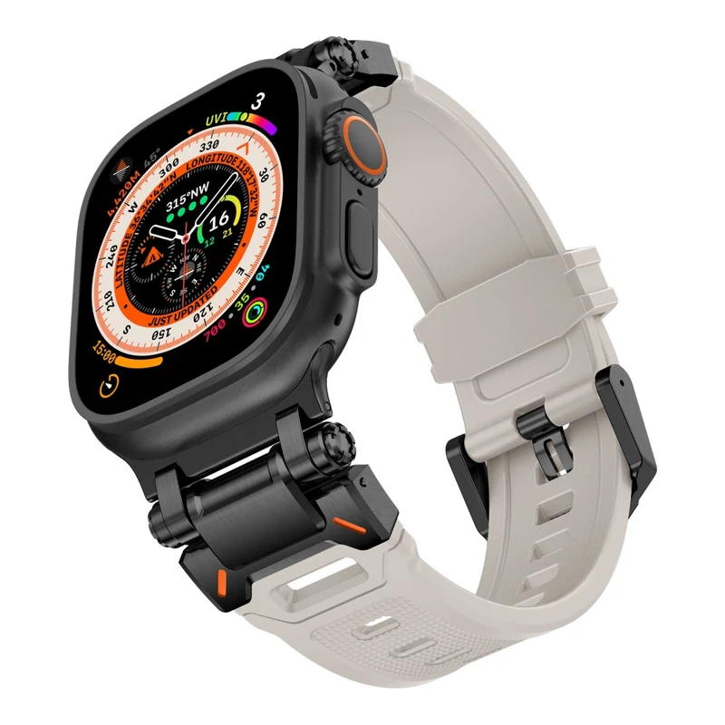 Apple Watch 49mm / 45mm / 44mm / 42mm Silicone Strap - Black+Starlight