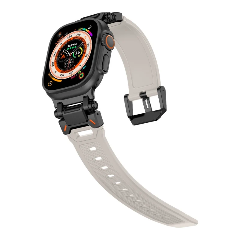 Apple Watch 49mm / 45mm / 44mm / 42mm Silicone Strap - Black+Starlight