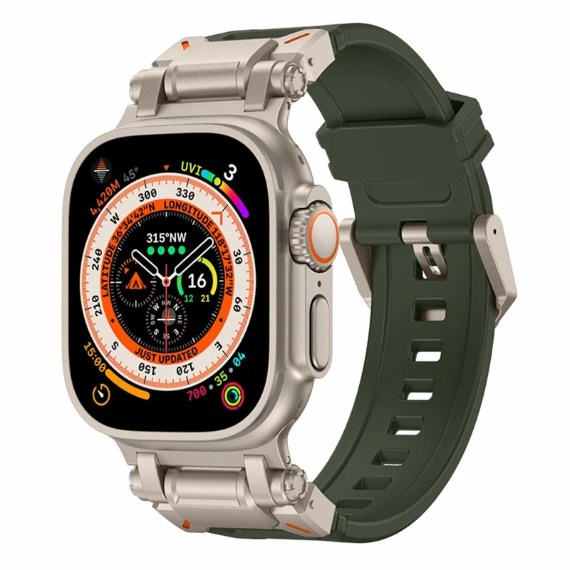Apple Watch 49mm / 45mm / 44mm / 42mm Silicone Strap - Black+Starlight