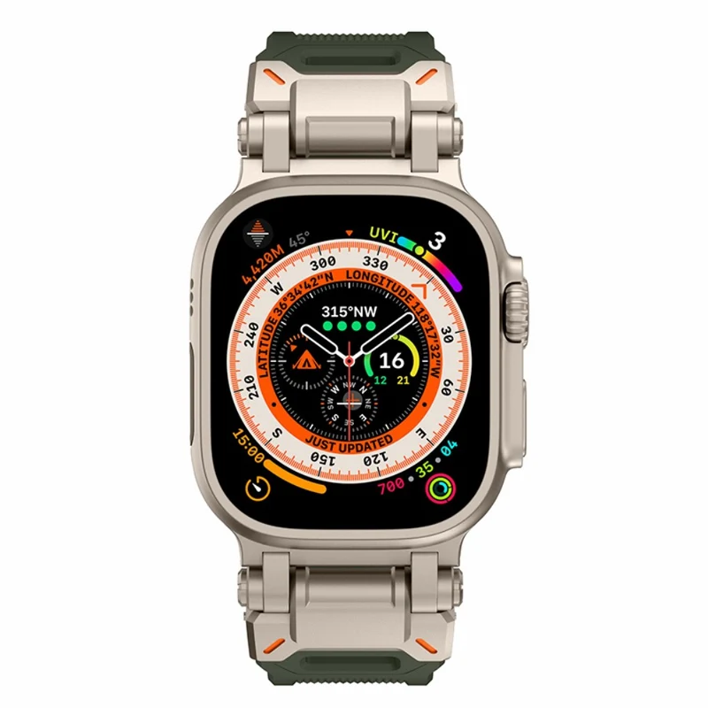 Apple Watch 49mm / 45mm / 44mm / 42mm Silicone Strap - Black+Starlight