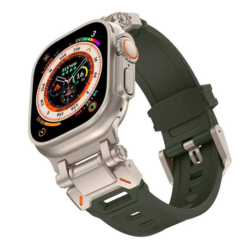 Apple Watch 49mm / 45mm / 44mm / 42mm Silicone Strap - Black+Starlight
