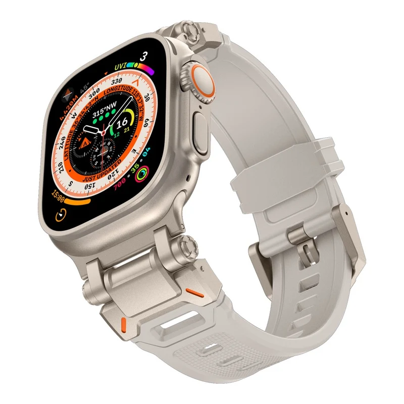 Apple Watch 49mm / 45mm / 44mm / 42mm Silicone Strap - Black+Starlight