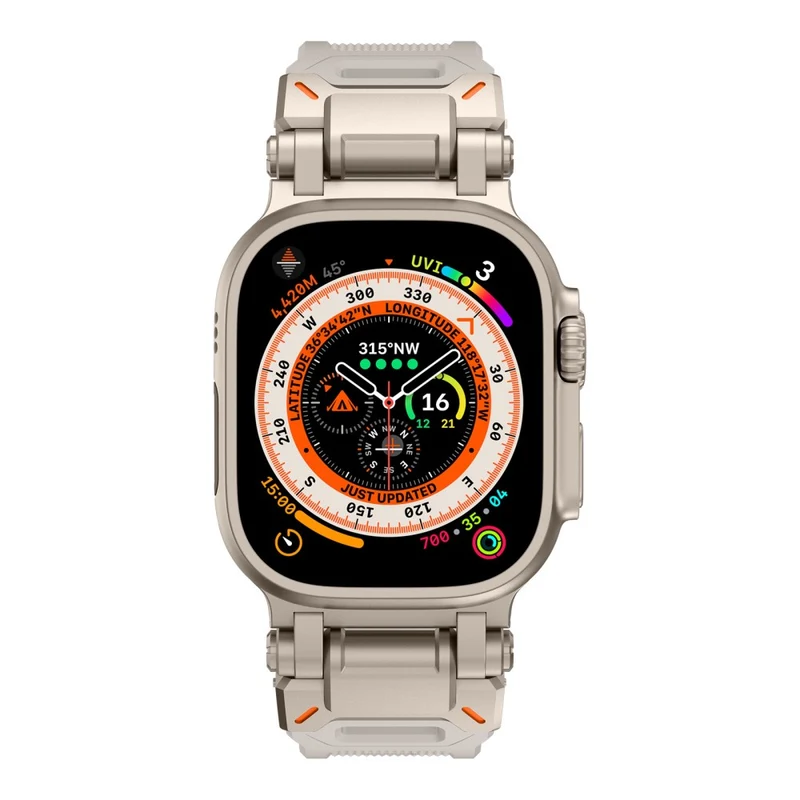 Apple Watch 49mm / 45mm / 44mm / 42mm Silicone Strap - Black+Starlight