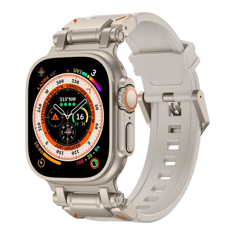 Apple Watch 49mm / 45mm / 44mm / 42mm Silicone Strap - Black+Starlight