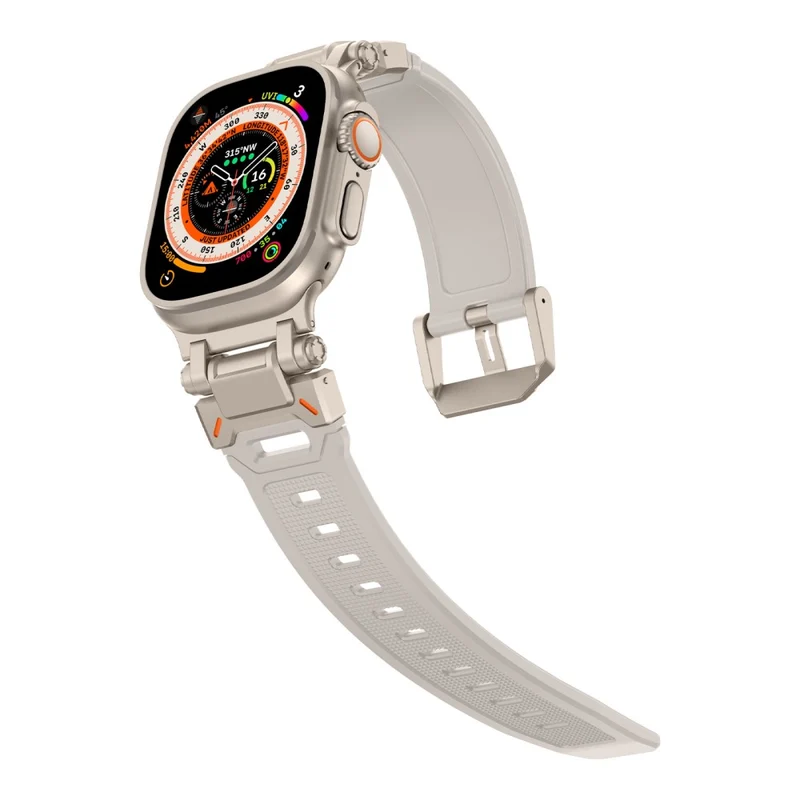 Apple Watch 49mm / 45mm / 44mm / 42mm Silicone Strap - Black+Starlight