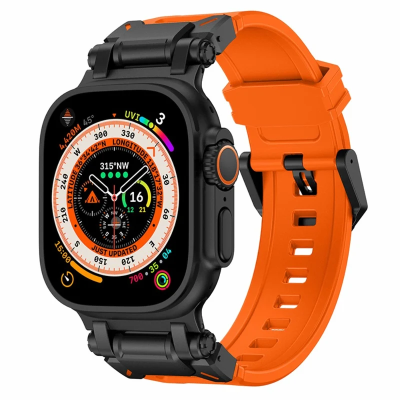 Apple Watch 49mm / 45mm / 44mm / 42mm Silicone Strap - Black+Starlight