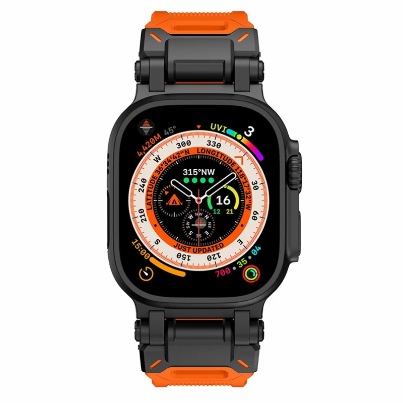 Apple Watch 49mm / 45mm / 44mm / 42mm Silicone Strap - Black+Starlight