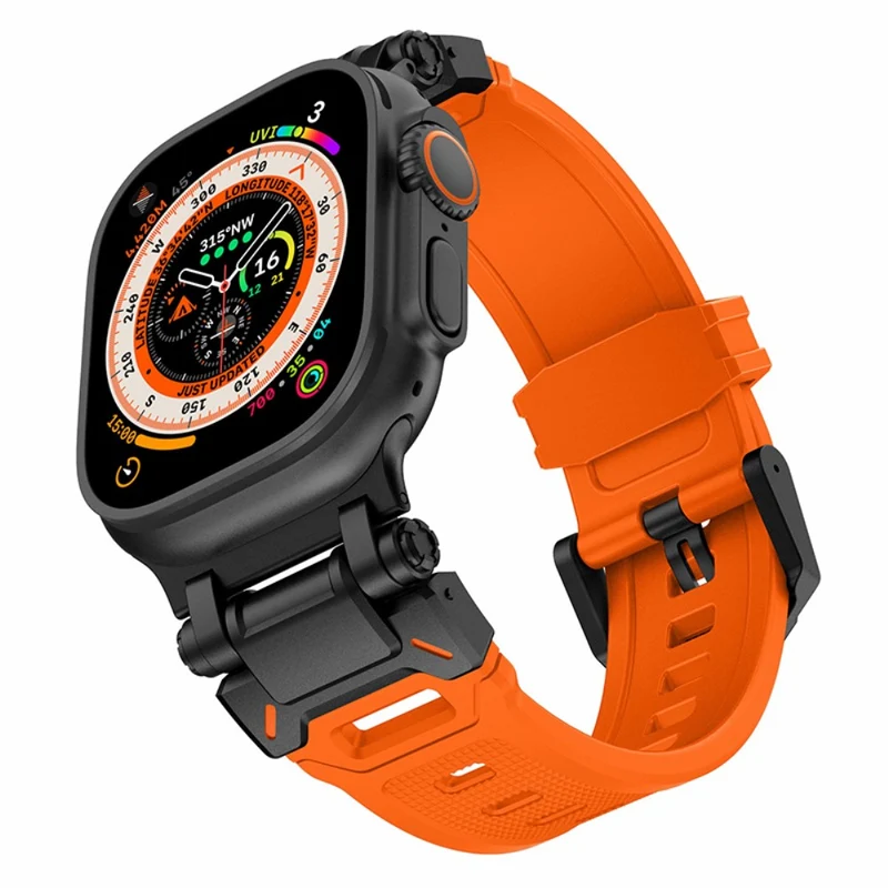 Apple Watch 49mm / 45mm / 44mm / 42mm Silicone Strap - Black+Starlight