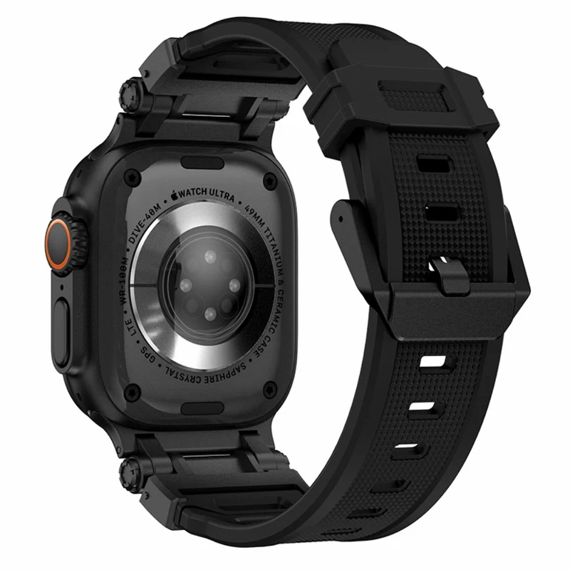 Apple Watch 49mm / 45mm / 44mm / 42mm Silicone Strap - Black+Starlight