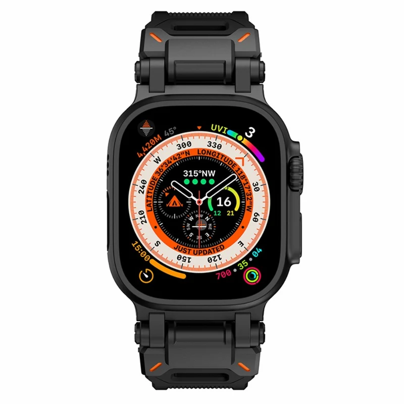 Apple Watch 49mm / 45mm / 44mm / 42mm Silicone Strap - Black+Starlight
