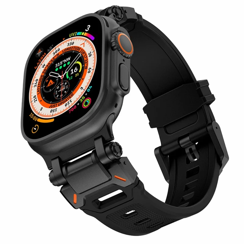 Apple Watch 49mm / 45mm / 44mm / 42mm Silicone Strap - Black+Starlight