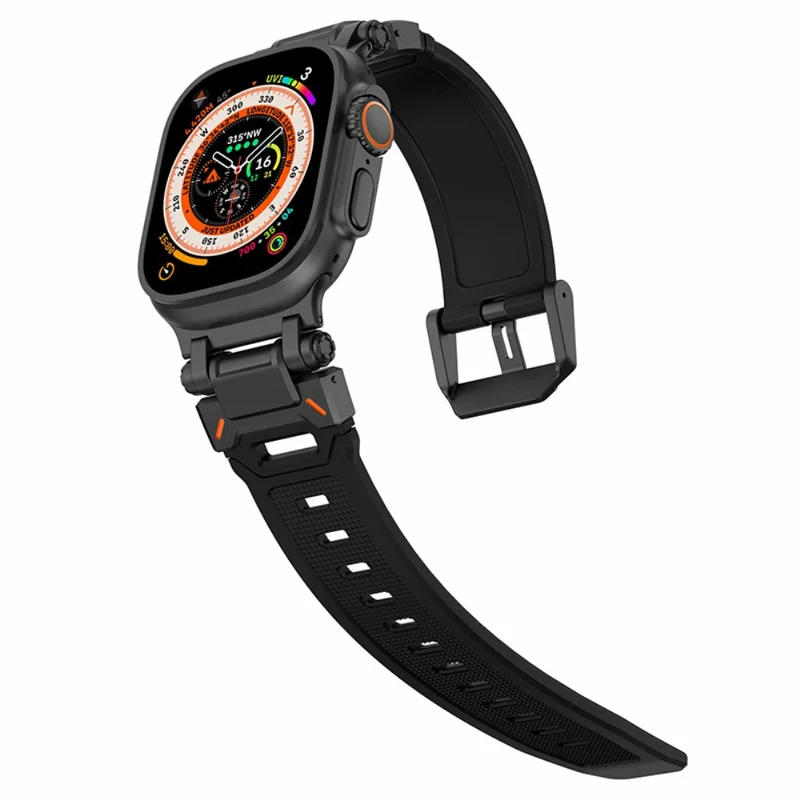 Apple Watch 49mm / 45mm / 44mm / 42mm Silicone Strap - Black+Starlight