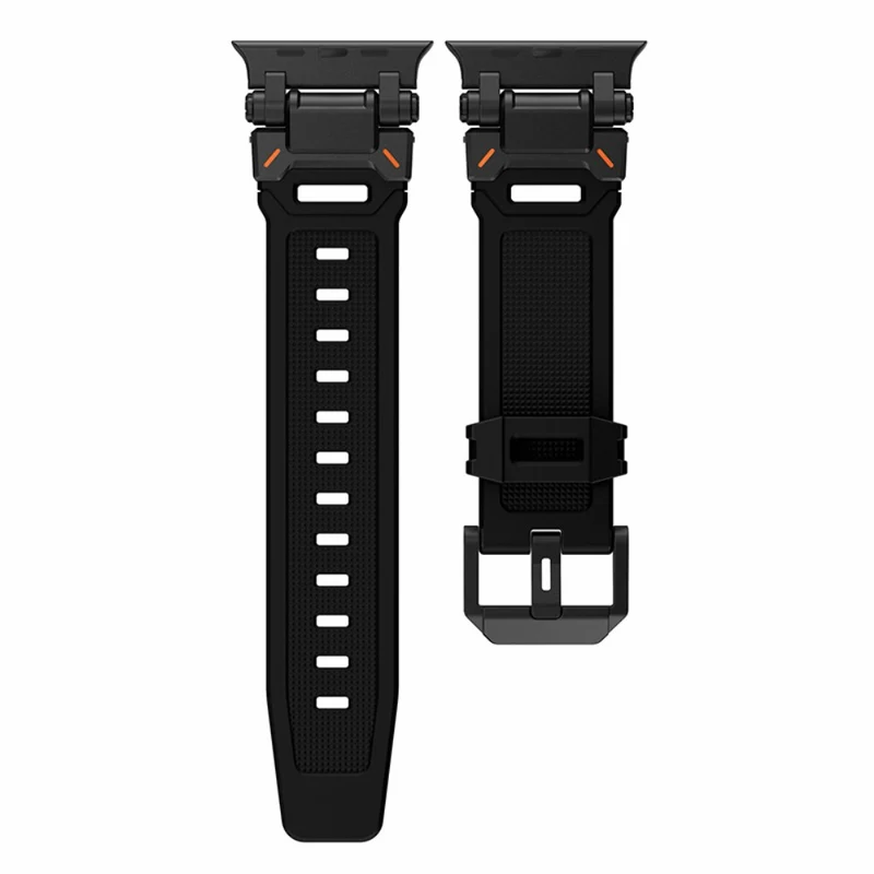 Apple Watch 49mm / 45mm / 44mm / 42mm Silicone Strap - Black+Starlight