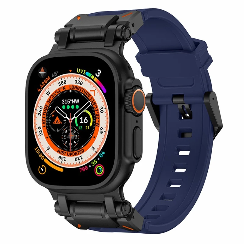 Apple Watch 49mm / 45mm / 44mm / 42mm Silicone Strap - Black+Starlight