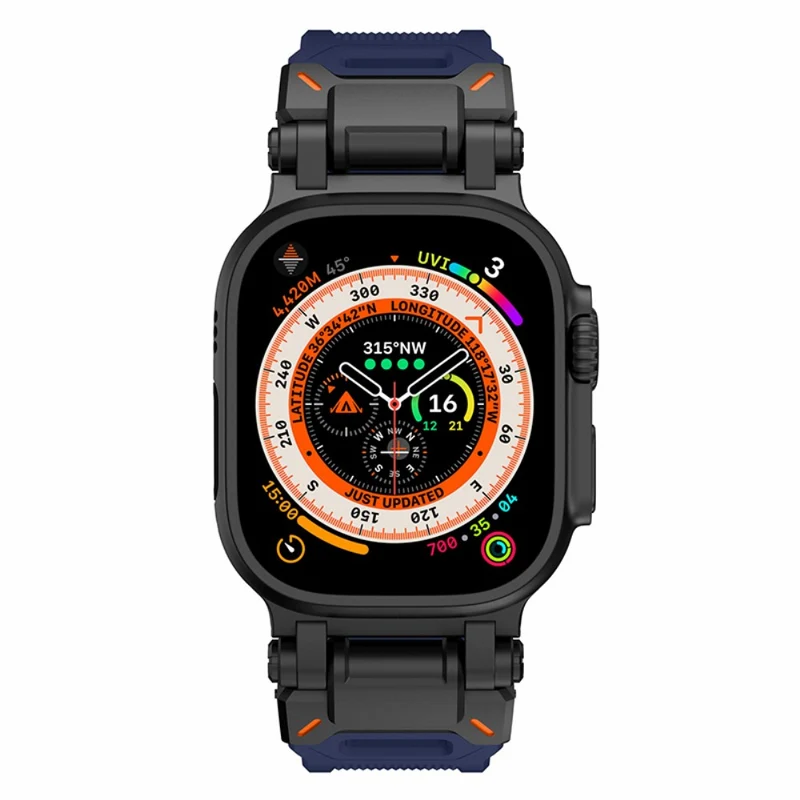 Apple Watch 49mm / 45mm / 44mm / 42mm Silicone Strap - Black+Starlight