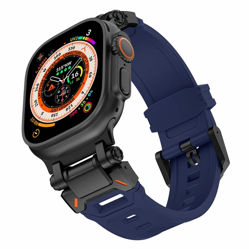 Apple Watch 49mm / 45mm / 44mm / 42mm Silicone Strap - Black+Starlight