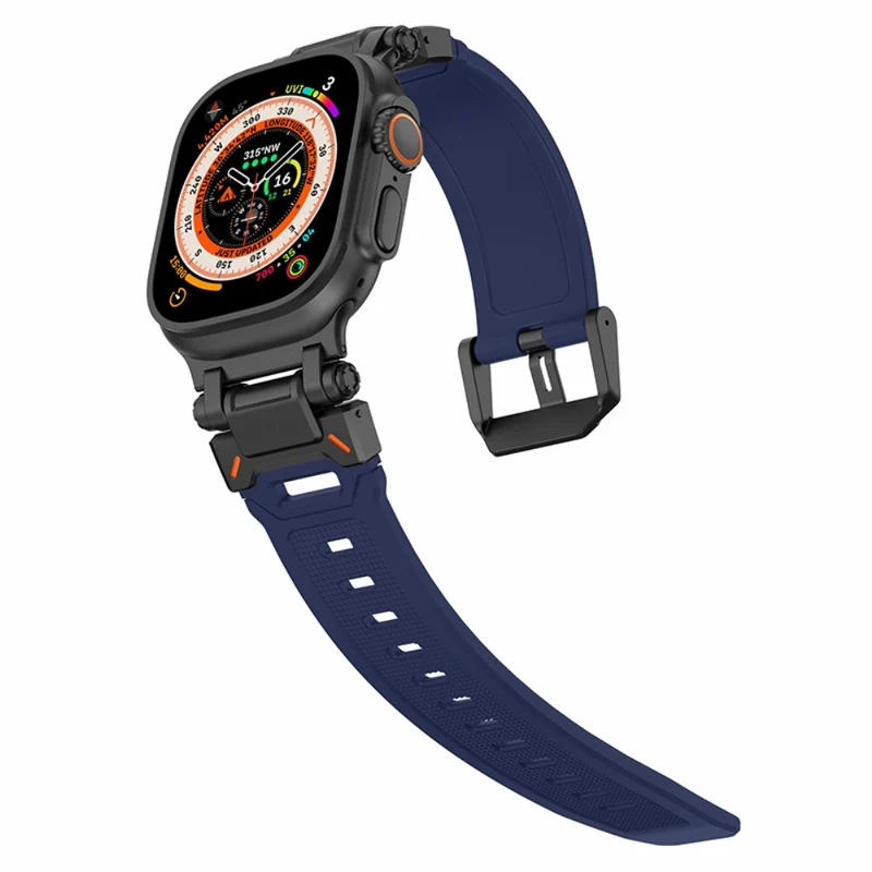 Apple Watch 49mm / 45mm / 44mm / 42mm Silicone Strap - Black+Starlight
