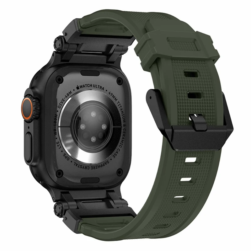 Apple Watch 49mm / 45mm / 44mm / 42mm Silicone Strap - Black+Starlight