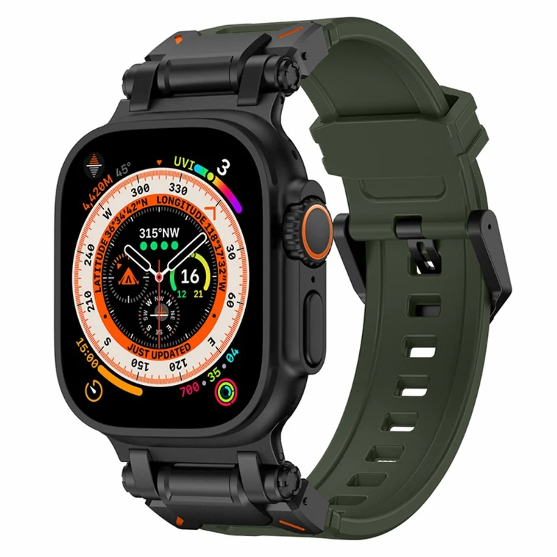Apple Watch 49mm / 45mm / 44mm / 42mm Silicone Strap - Black+Starlight