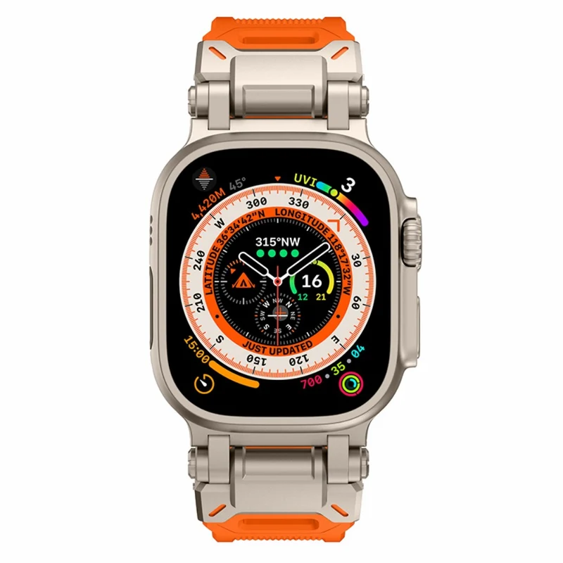 Apple Watch 49mm / 45mm / 44mm / 42mm Silicone Strap - Black+Starlight