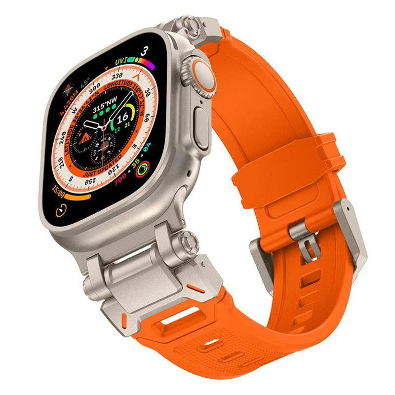 Apple Watch 49mm / 45mm / 44mm / 42mm Silicone Strap - Black+Starlight