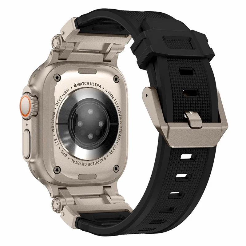 Apple Watch 49mm / 45mm / 44mm / 42mm Silicone Strap - Black+Starlight
