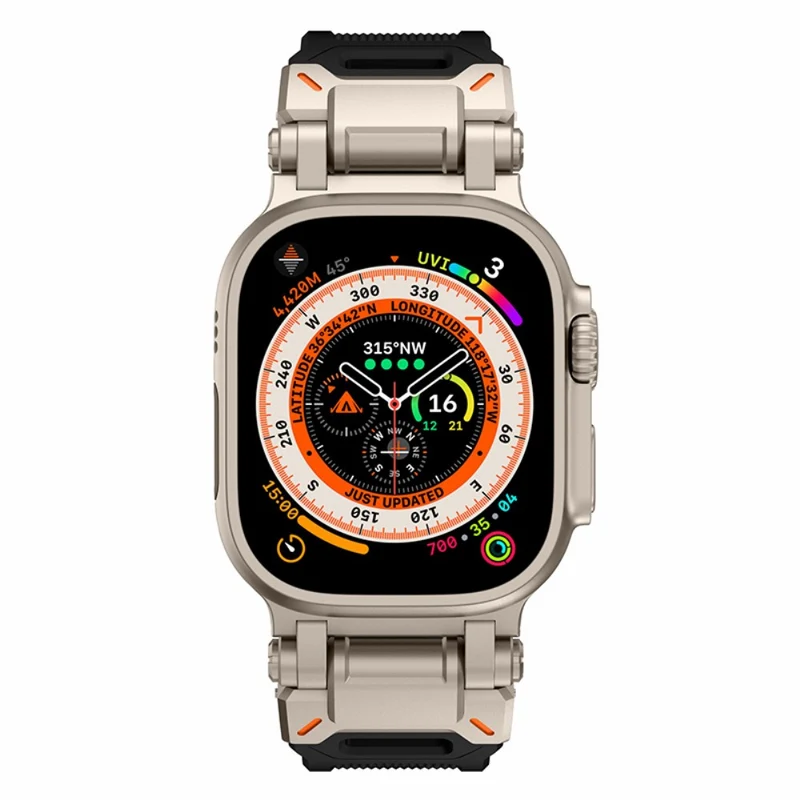 Apple Watch 49mm / 45mm / 44mm / 42mm Silicone Strap - Black+Starlight
