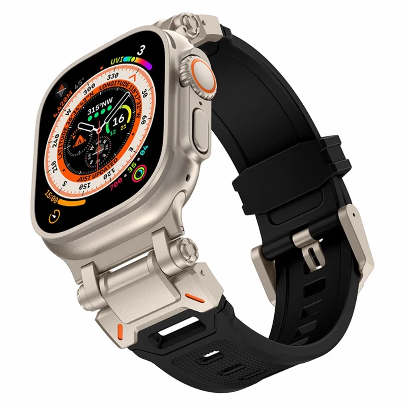 Apple Watch 49mm / 45mm / 44mm / 42mm Silicone Strap - Black+Starlight