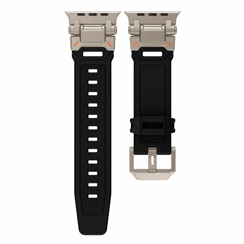 Apple Watch 49mm / 45mm / 44mm / 42mm Silicone Strap - Black+Starlight