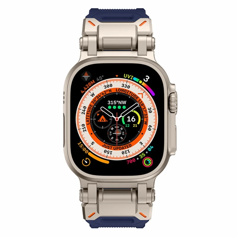 Apple Watch 49mm / 45mm / 44mm / 42mm Silicone Strap - Black+Starlight