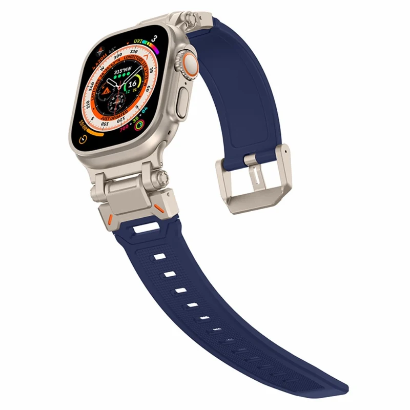 Apple Watch 49mm / 45mm / 44mm / 42mm Silicone Strap - Black+Starlight