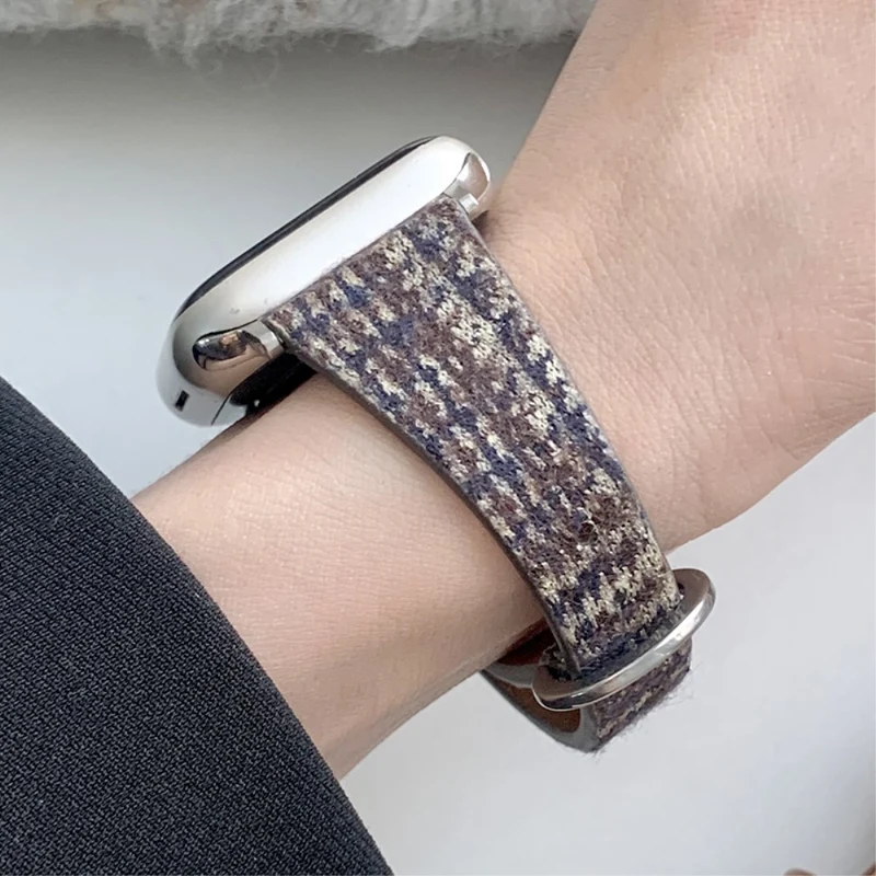 Apple Watch 49mm / 45mm / 44mm / 42mm Woolen Watch Band - Black Coffee