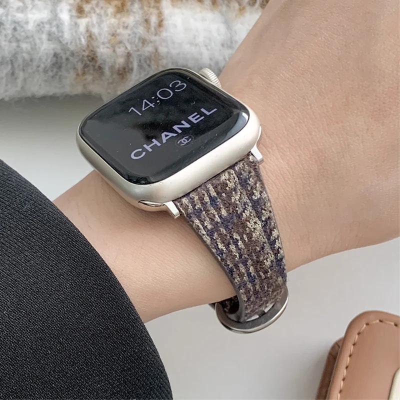 Apple Watch 49mm / 45mm / 44mm / 42mm Woolen Watch Band - Black Coffee