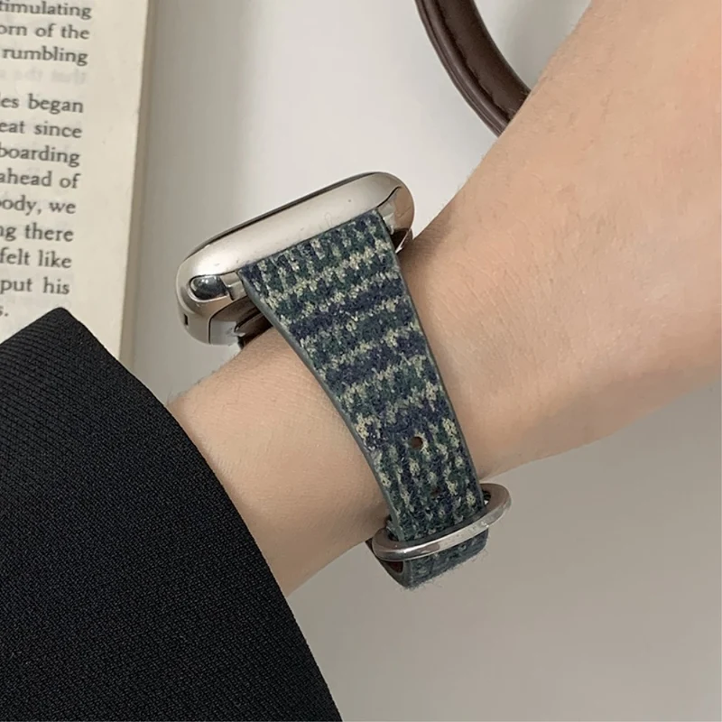 Apple Watch 49mm / 45mm / 44mm / 42mm Woolen Watch Band - Black Coffee