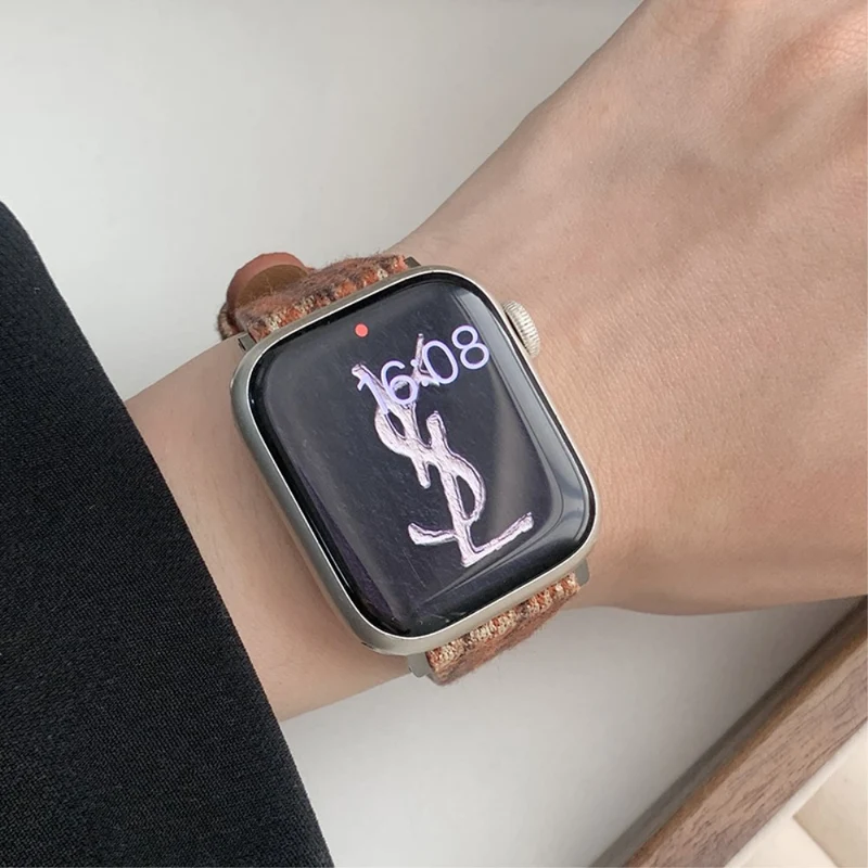Apple Watch 49mm / 45mm / 44mm / 42mm Woolen Watch Band - Black Coffee
