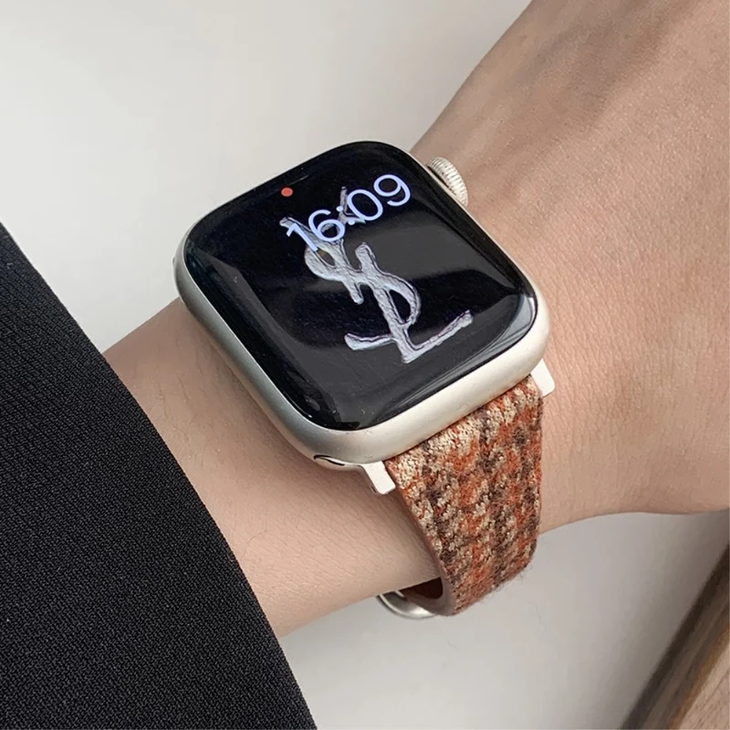 Apple Watch 49mm / 45mm / 44mm / 42mm Woolen Watch Band - Black Coffee