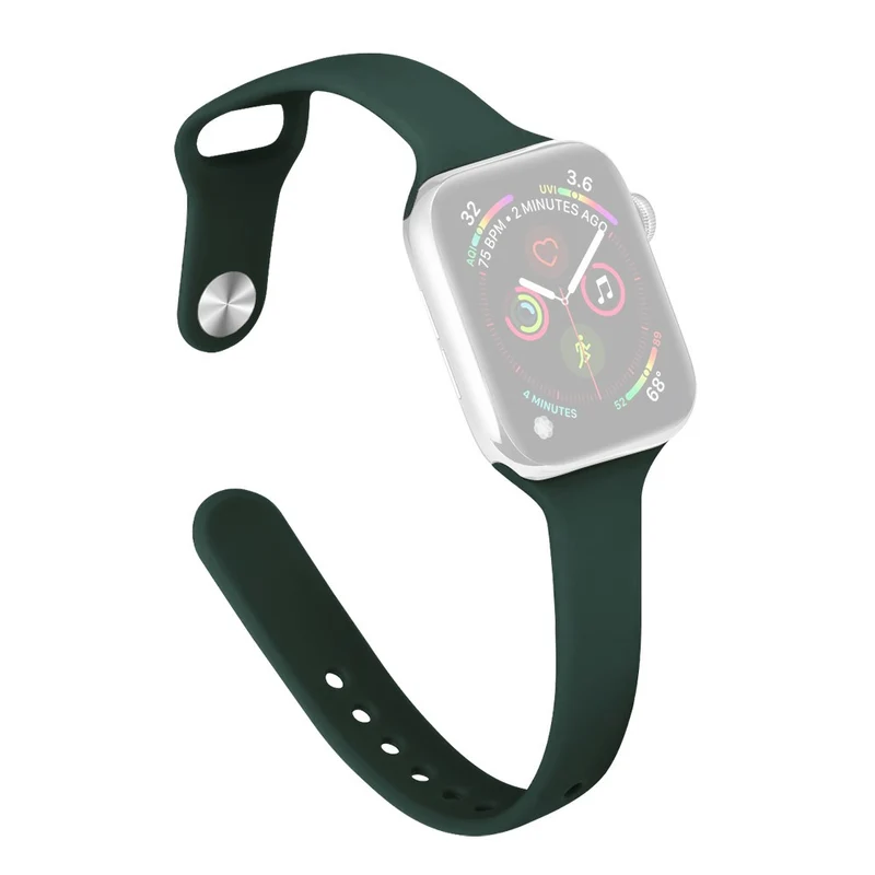 Apple Watch 49mm / 45mm / 44mm / 42mm Slim Silicone Bands - Dark Green