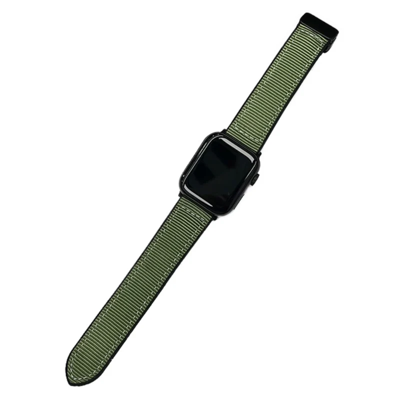 Apple Watch 49mm / 45mm / 44mm / 42mm Magnetic Nylon Watch Strap - Army Green