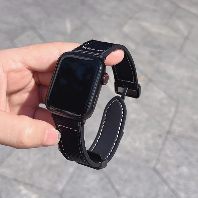Apple Watch 49mm / 45mm / 44mm / 42mm Magnetic Nylon Watch Strap - Army Green
