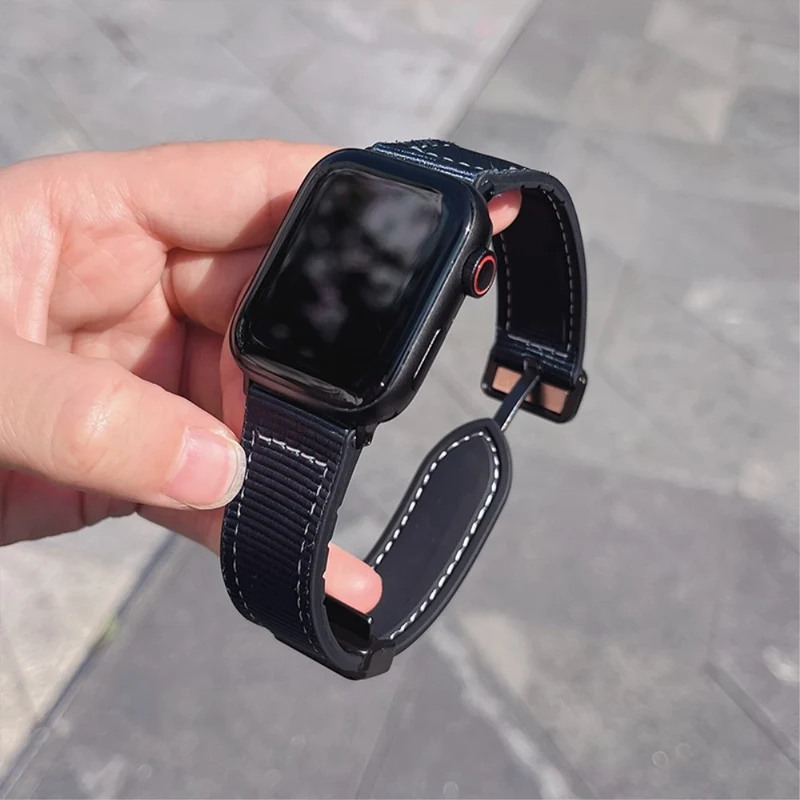 Apple Watch 49mm / 45mm / 44mm / 42mm Magnetic Nylon Watch Strap - Army Green