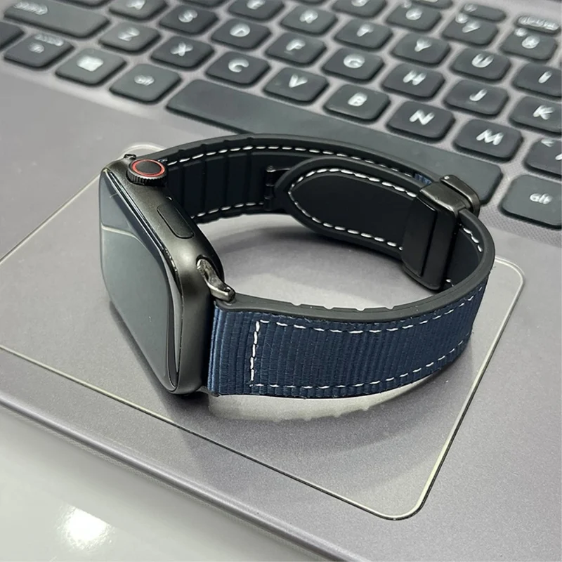 Apple Watch 49mm / 45mm / 44mm / 42mm Magnetic Nylon Watch Strap - Army Green