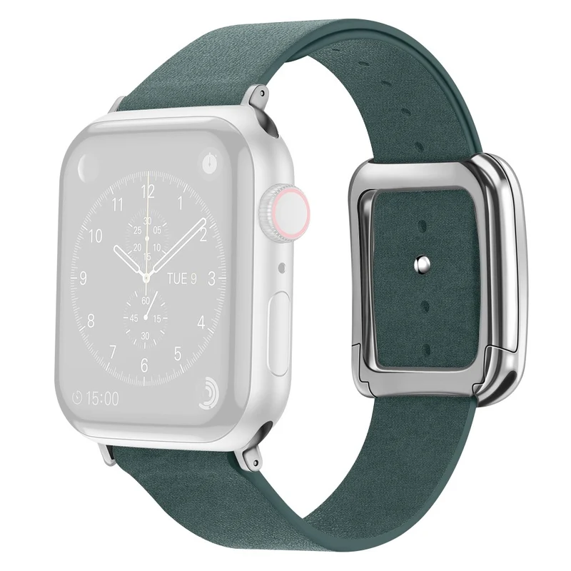Apple Watch 49mm / 45mm / 44mm / 42mm Men's Watch Band Leather Strap - Dark Green