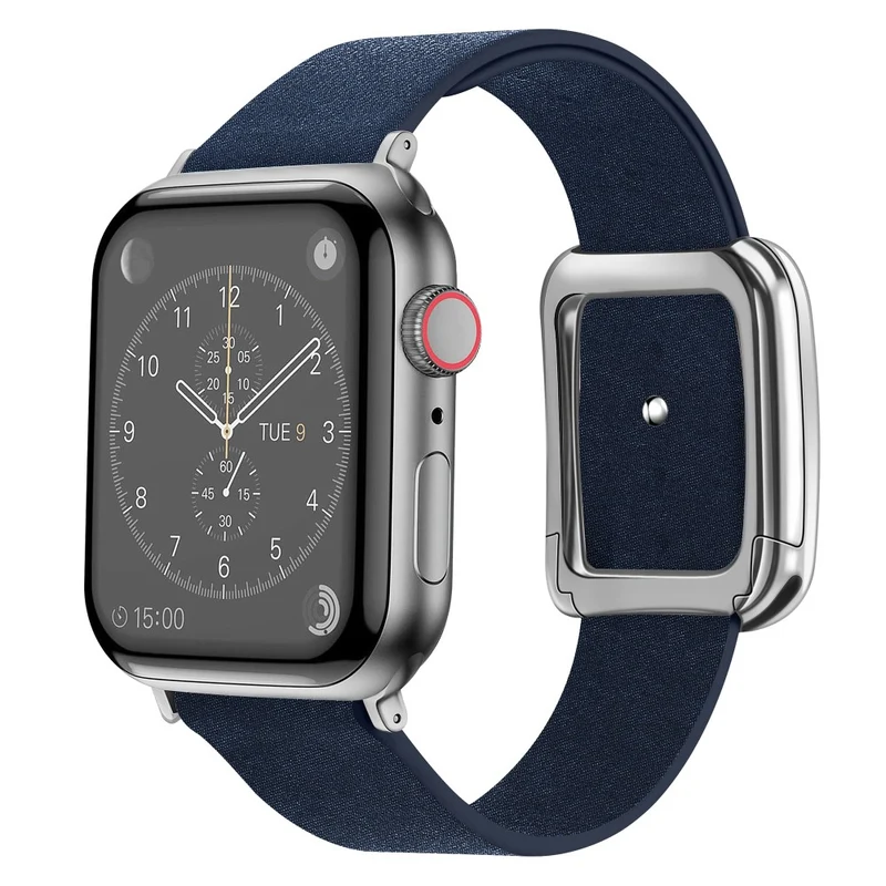 Apple Watch 49mm / 45mm / 44mm / 42mm Men's Watch Band Leather Strap - Dark Green