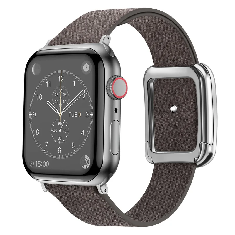 Apple Watch 49mm / 45mm / 44mm / 42mm Men's Watch Band Leather Strap - Dark Green