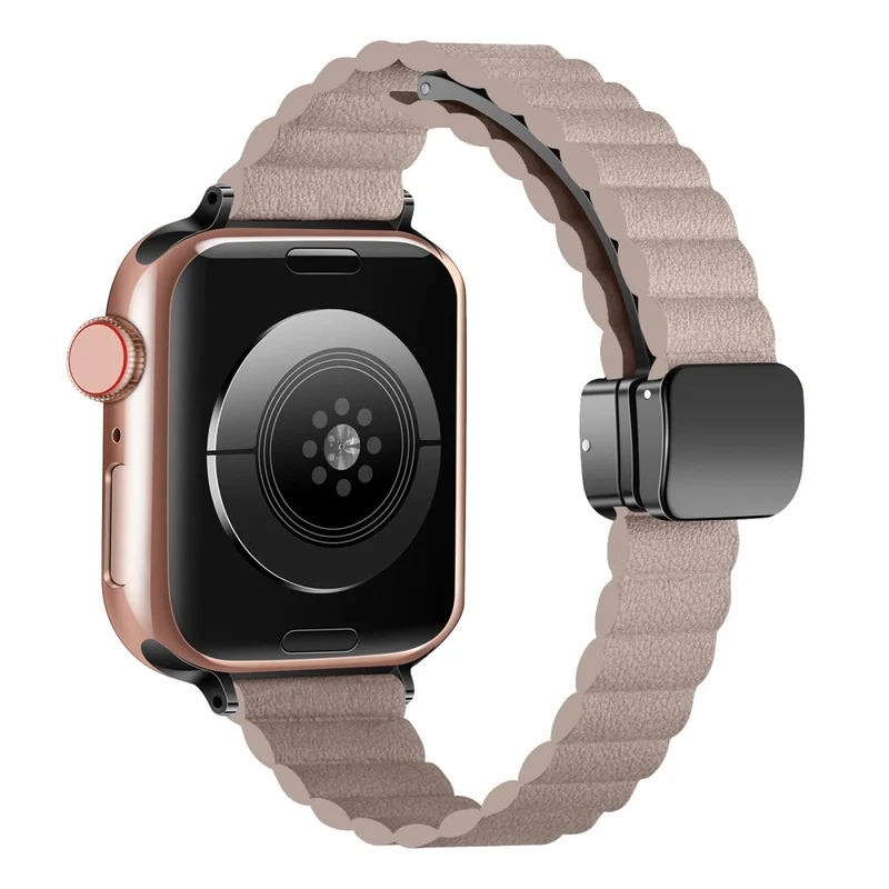 Apple Watch Series 49mm - 45mm - 44mm - 42mm Universal Slim Magnetic Watch Band - Light Tan