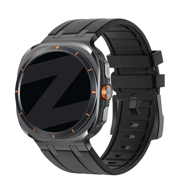 Bandz Samsung Galaxy Watch Ultra 2 Silikonarmband Luxus Liquid (Orange/Schwarz)