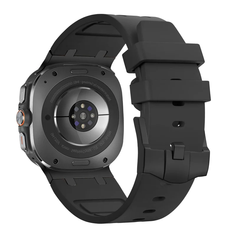 Bandz Samsung Galaxy Watch Ultra 2 Silikonarmband Luxus Liquid (Orange/Schwarz)