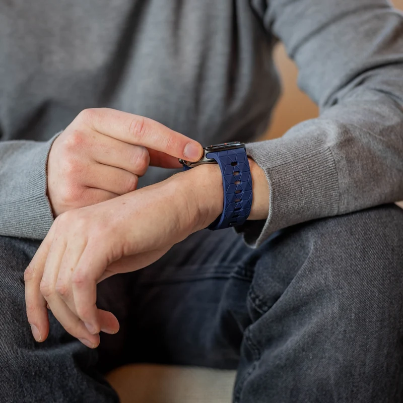 Samsung Galaxy Watch Ultra 2 Silikonarmband Hexagons (Dunkelblau)