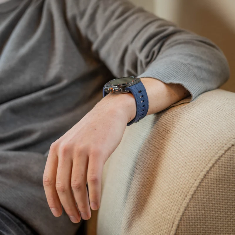 Samsung Galaxy Watch Ultra 2 Silikonarmband Hexagons (Dunkelblau)